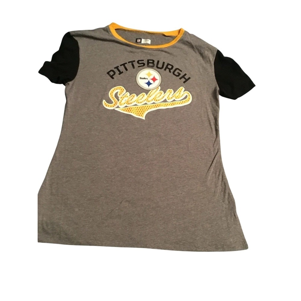 Pittsburgh Steelers NFL Team Apparel Gray Black T Shirt Womens XXL NWT